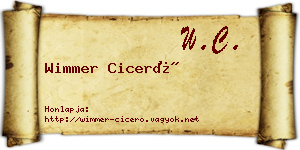 Wimmer Ciceró névjegykártya